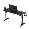 Escritorio gaming de altura ajustable huzaro Hero 3.6 RGB negro — 1400×600 mm, altura 560–790 mm, iluminación RGB, patas en H