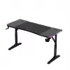 Escritorio gaming de altura ajustable huzaro Hero 3.6 RGB negro — 1400×600 mm, altura 560–790 mm, iluminación RGB, patas en H