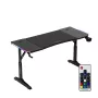 Escritorio gaming de altura ajustable huzaro Hero 3.6 RGB negro — 1400×600 mm, altura 560–790 mm, iluminación RGB, patas en H