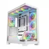 Caja de PC MODECOM VOLCANO STELLAR PLUS ARGB MIDI 8F BLANCO — torre media, ATX, cristal templado, iluminación ARGB, 8 ventiladores, GPU hasta 42 cm