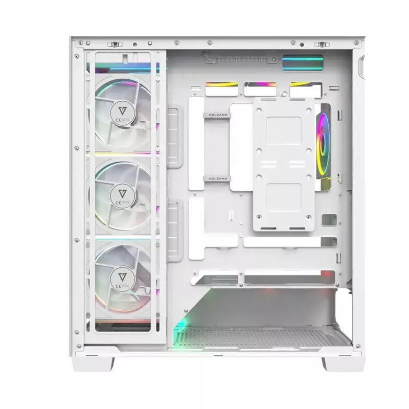 Caja de PC MODECOM VOLCANO STELLAR PLUS ARGB MIDI 8F BLANCO — torre media, ATX, cristal templado, iluminación ARGB, 8 ventiladores, GPU hasta 42 cm