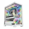 Caja de PC MODECOM VOLCANO STELLAR PLUS ARGB MIDI 8F BLANCO — torre media, ATX, cristal templado, iluminación ARGB, 8 ventiladores, GPU hasta 42 cm