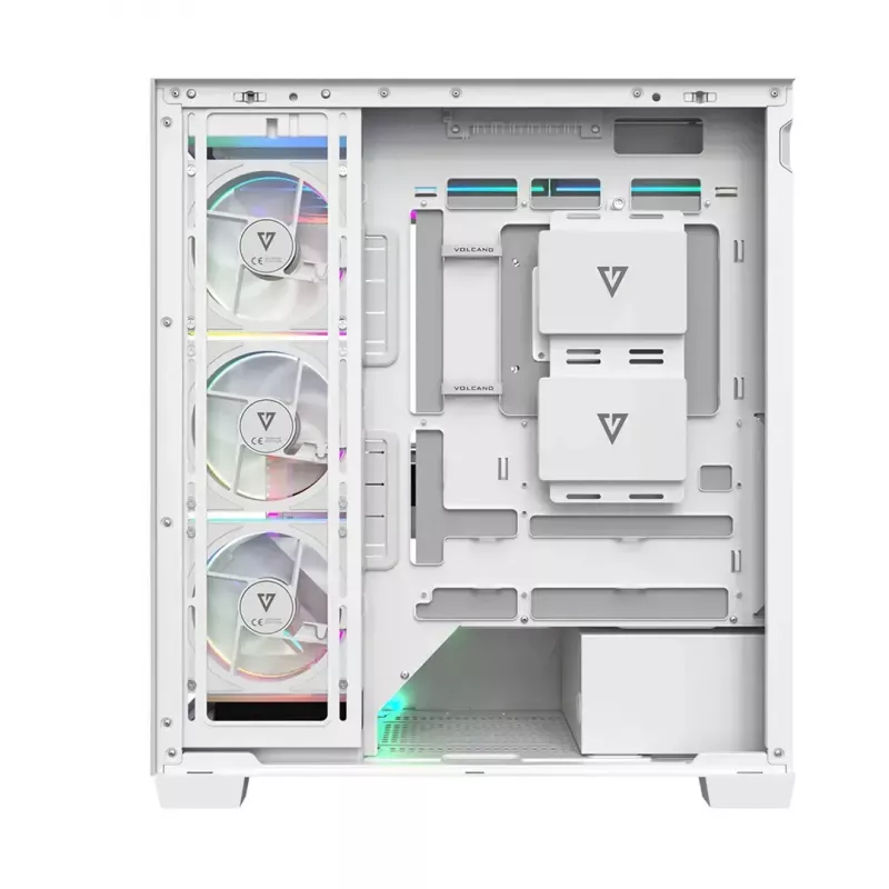 Caja de PC MODECOM VOLCANO STELLAR PLUS ARGB MIDI 8F BLANCO — torre media, ATX, cristal templado, iluminación ARGB, 8 ventiladores, GPU hasta 42 cm