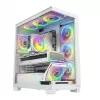 Caja de PC MODECOM VOLCANO STELLAR PLUS ARGB MIDI 8F BLANCO — torre media, ATX, cristal templado, iluminación ARGB, 8 ventiladores, GPU hasta 42 cm