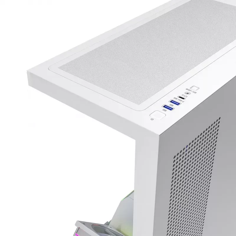 Caja de PC MODECOM VOLCANO STELLAR PLUS ARGB MIDI 8F BLANCO — torre media, ATX, cristal templado, iluminación ARGB, 8 ventiladores, GPU hasta 42 cm