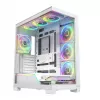 Caja de PC MODECOM VOLCANO STELLAR PLUS ARGB MIDI 8F BLANCO — torre media, ATX, cristal templado, iluminación ARGB, 8 ventiladores, GPU hasta 42 cm