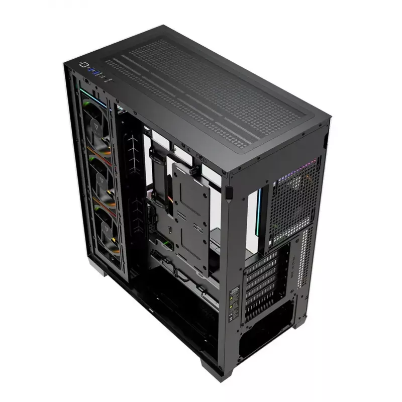 Caja de PC torre media MODECOM VOLCANO STELLAR PLUS ARGB MIDI, 5 ventiladores frontales, cristal templado, USB-C