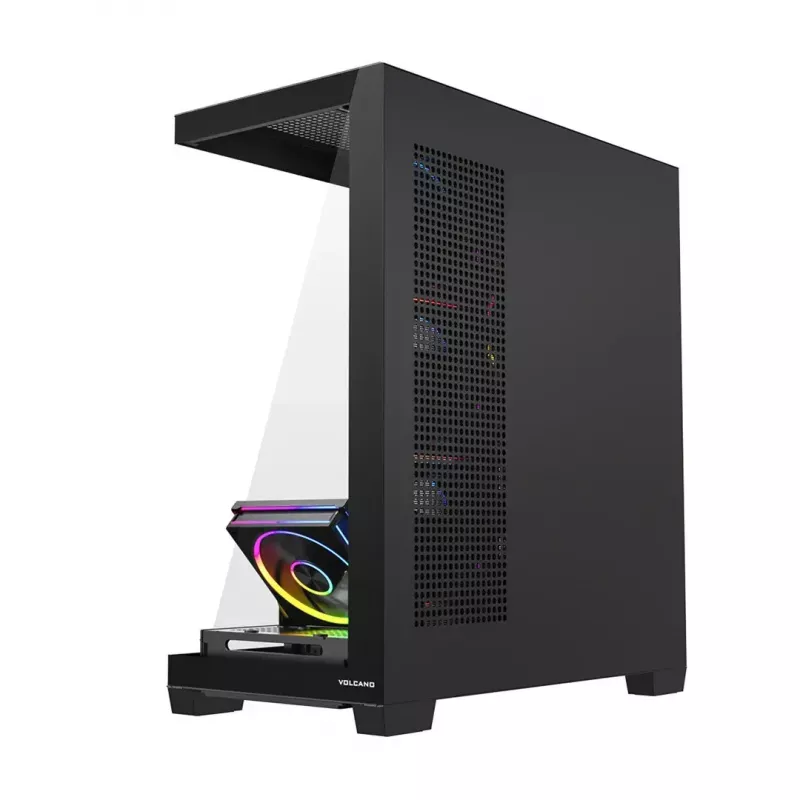 Caja de PC torre media MODECOM VOLCANO STELLAR PLUS ARGB MIDI, 5 ventiladores frontales, cristal templado, USB-C