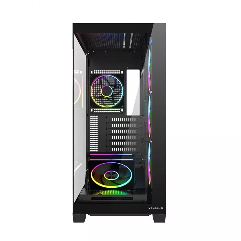 Caja de PC torre media MODECOM VOLCANO STELLAR PLUS ARGB MIDI, 5 ventiladores frontales, cristal templado, USB-C