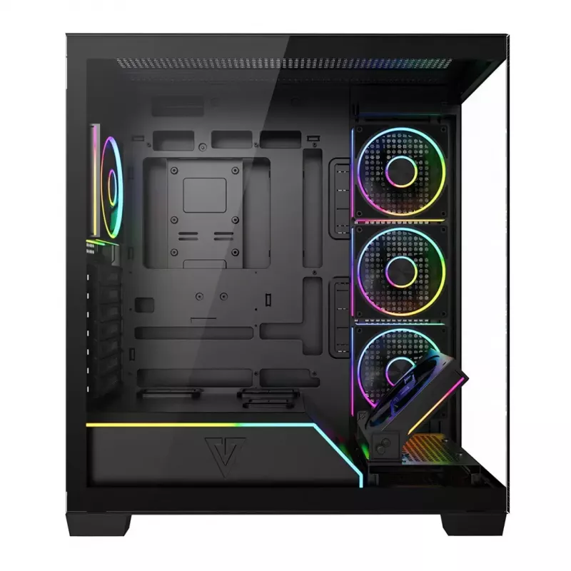 Caja de PC torre media MODECOM VOLCANO STELLAR PLUS ARGB MIDI, 5 ventiladores frontales, cristal templado, USB-C