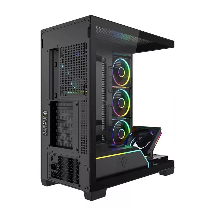 Caja de PC torre media MODECOM VOLCANO STELLAR PLUS ARGB MIDI, 5 ventiladores frontales, cristal templado, USB-C