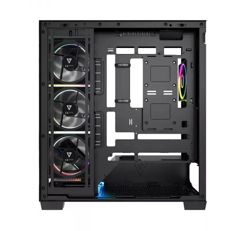 Caja de PC torre media MODECOM VOLCANO STELLAR PLUS ARGB MIDI, 5 ventiladores frontales, cristal templado, USB-C