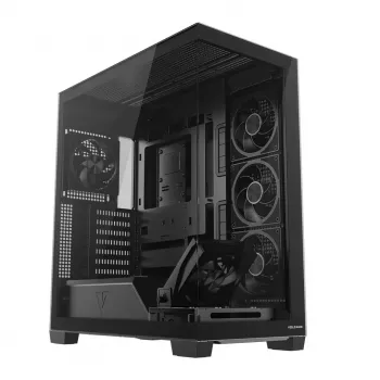 Caja de PC torre media MODECOM VOLCANO STELLAR PLUS ARGB MIDI, 5 ventiladores frontales, cristal templado, USB-C