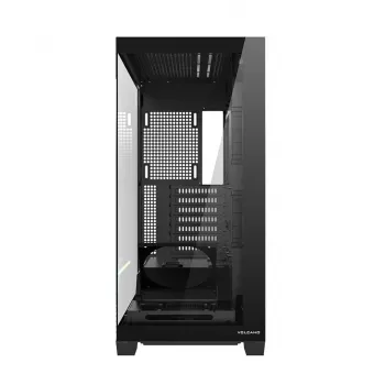 Caja de PC MODECOM VOLCANO STELLAR PLUS MIDI NEGRO — torre media ATX, cristal templado, USB-C, compatible con tarjetas gráficas hasta 420 mm