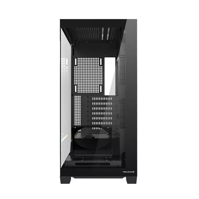 Caja de PC MODECOM VOLCANO STELLAR PLUS MIDI NEGRO — torre media ATX, cristal templado, USB-C, compatible con tarjetas gráficas hasta 420 mm