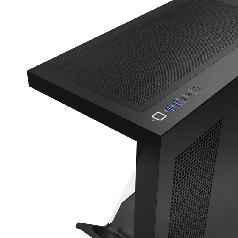 Caja de PC MODECOM VOLCANO STELLAR PLUS MIDI NEGRO — torre media ATX, cristal templado, USB-C, compatible con tarjetas gráficas hasta 420 mm