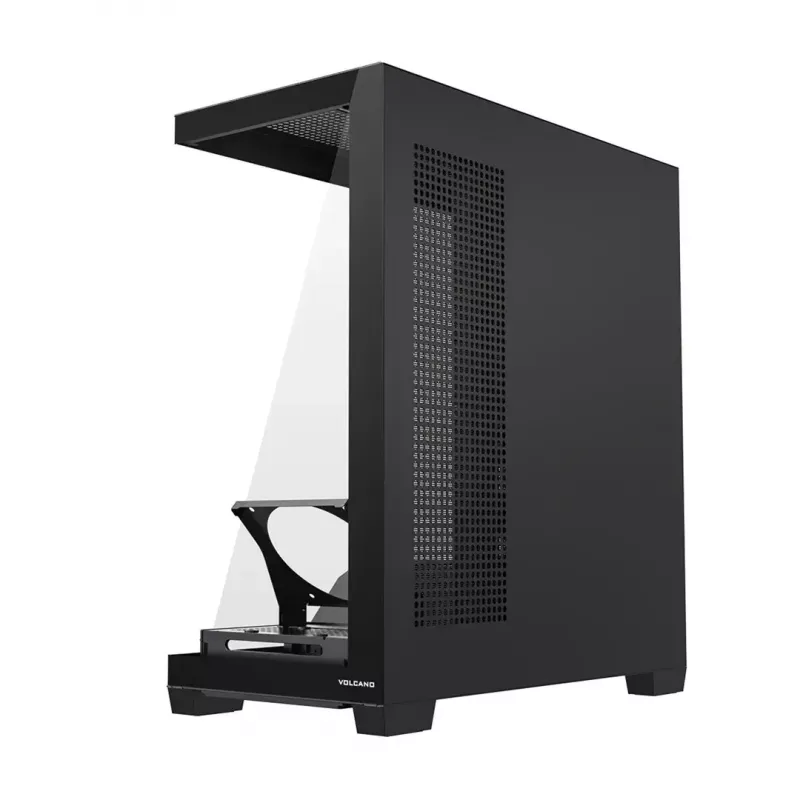 Caja de PC MODECOM VOLCANO STELLAR PLUS MIDI NEGRO — torre media ATX, cristal templado, USB-C, compatible con tarjetas gráficas hasta 420 mm