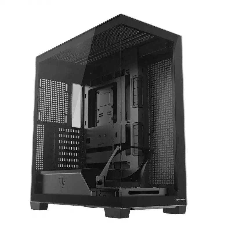Caja de PC MODECOM VOLCANO STELLAR PLUS MIDI NEGRO — torre media ATX, cristal templado, USB-C, compatible con tarjetas gráficas hasta 420 mm