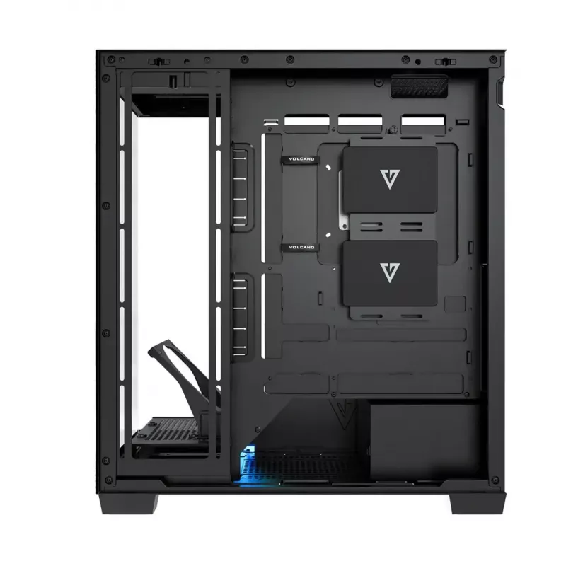 Caja de PC MODECOM VOLCANO STELLAR PLUS MIDI NEGRO — torre media ATX, cristal templado, USB-C, compatible con tarjetas gráficas hasta 420 mm