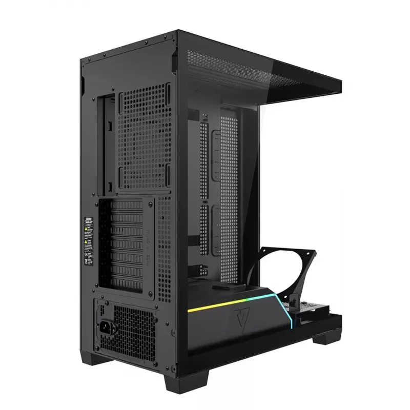 Caja de PC MODECOM VOLCANO STELLAR PLUS MIDI NEGRO — torre media ATX, cristal templado, USB-C, compatible con tarjetas gráficas hasta 420 mm