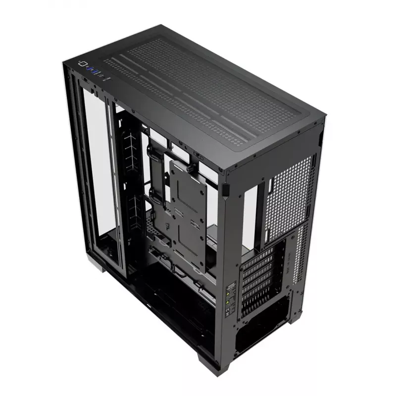 Caja de PC MODECOM VOLCANO STELLAR PLUS MIDI NEGRO — torre media ATX, cristal templado, USB-C, compatible con tarjetas gráficas hasta 420 mm