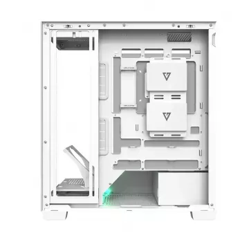 Caja de PC MODECOM VOLCANO STELLAR PLUS MIDI BLANCO — torre media, microATX, cristal templado, USB-C, compatible con GPU de 420 mm