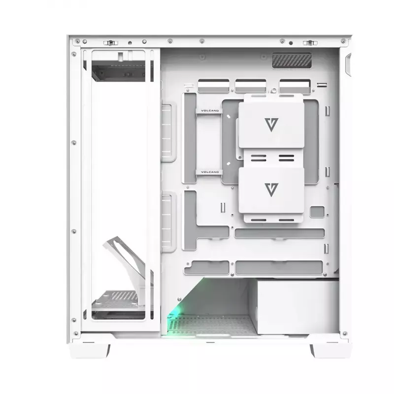 Caja de PC MODECOM VOLCANO STELLAR PLUS MIDI BLANCO — torre media, microATX, cristal templado, USB-C, compatible con GPU de 420 mm