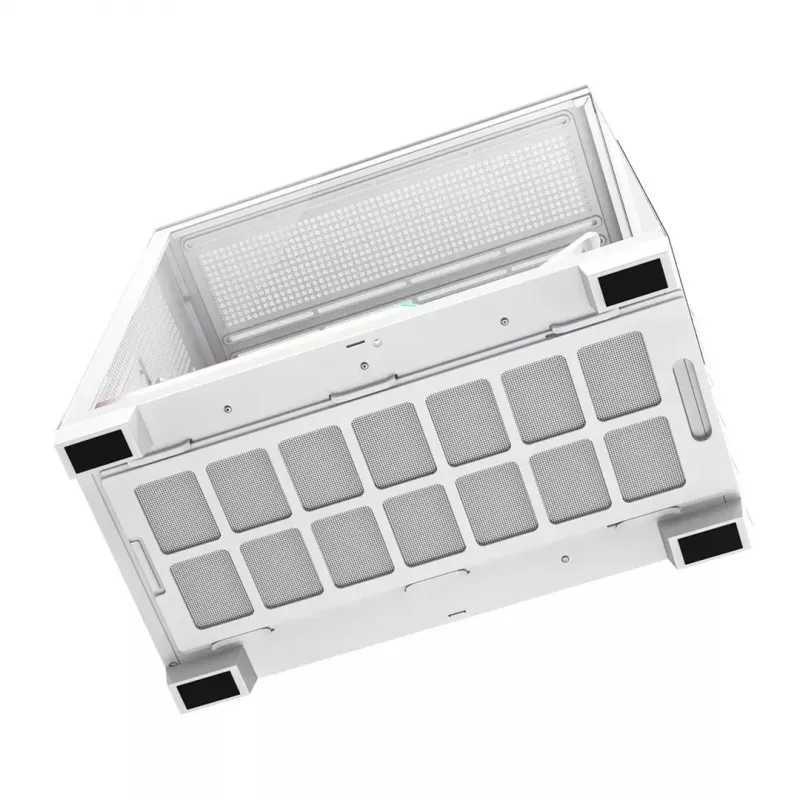 Caja de PC MODECOM VOLCANO STELLAR PLUS MIDI BLANCO — torre media, microATX, cristal templado, USB-C, compatible con GPU de 420 mm