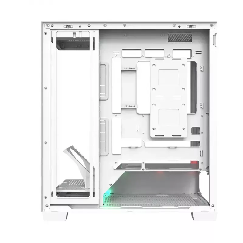 Caja de PC MODECOM VOLCANO STELLAR PLUS MIDI BLANCO — torre media, microATX, cristal templado, USB-C, compatible con GPU de 420 mm