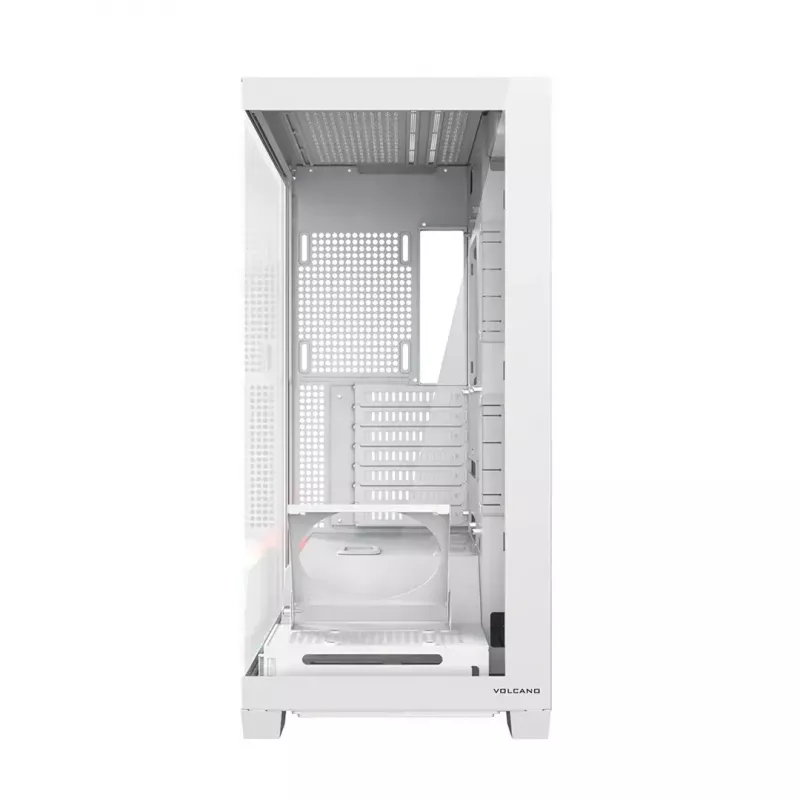 Caja de PC MODECOM VOLCANO STELLAR PLUS MIDI BLANCO — torre media, microATX, cristal templado, USB-C, compatible con GPU de 420 mm
