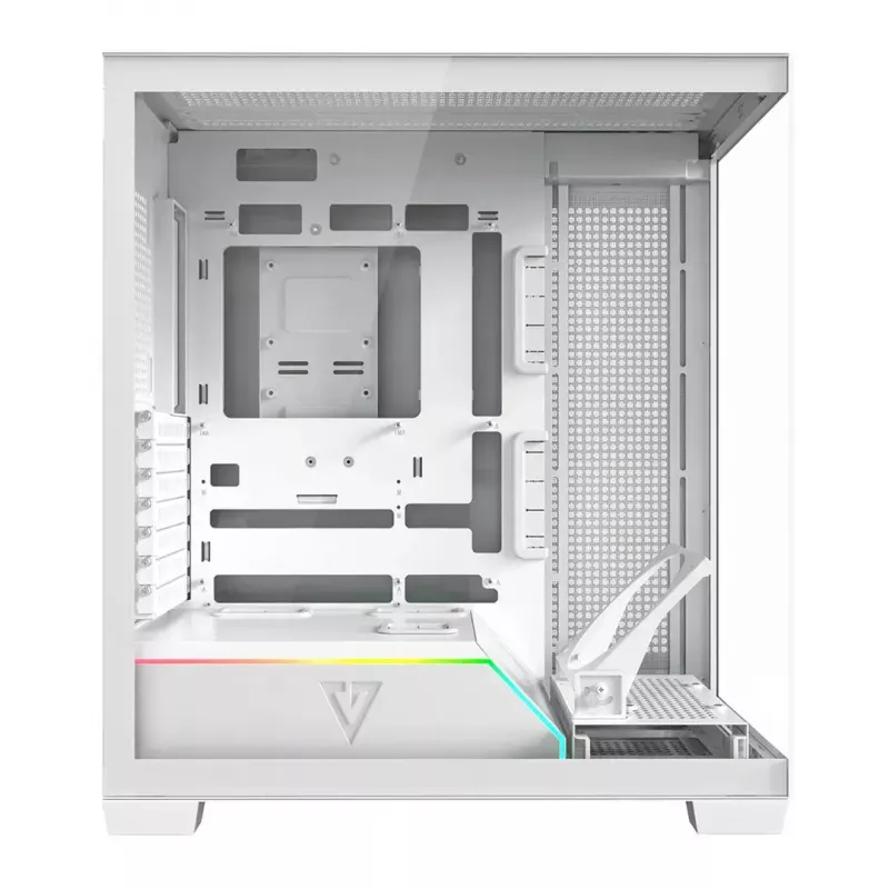 Caja de PC MODECOM VOLCANO STELLAR PLUS MIDI BLANCO — torre media, microATX, cristal templado, USB-C, compatible con GPU de 420 mm