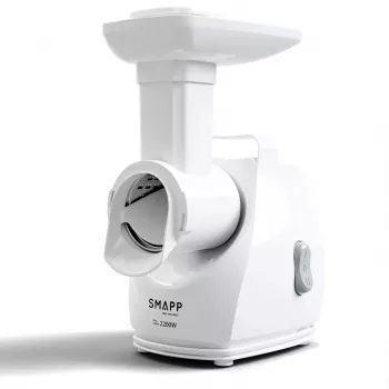 Picadora de carne SMAPP modelo 490.81 BLANCO – 2200 W, 1 velocidad, 2,7 kg/min, 3 discos perforados, blanco, accesorio triturador