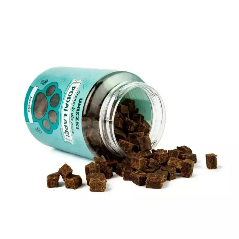 Snacks de entrenamiento de comida húmeda UNISZKI Trenerki kaczka 210 g – snacks de entrenamiento para perros con sabor a pato