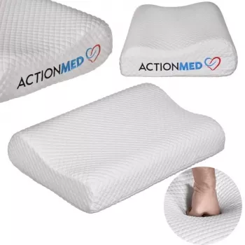 Almohada cervical ortopédica ActionMed CERVICAL MED PILLOW PO100AM — relleno de espuma, 550×360×120 mm, funda lavable, blanca