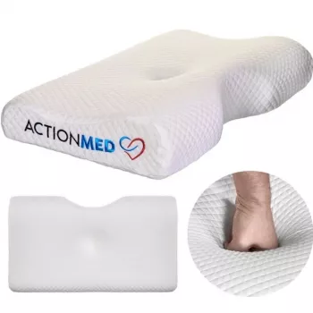 Almohada ortopédica ActionMed PO200AM — almohada anatómica de espuma para cabeza y cuello, 590×350 mm, altura máx. 11 cm, funda lavable