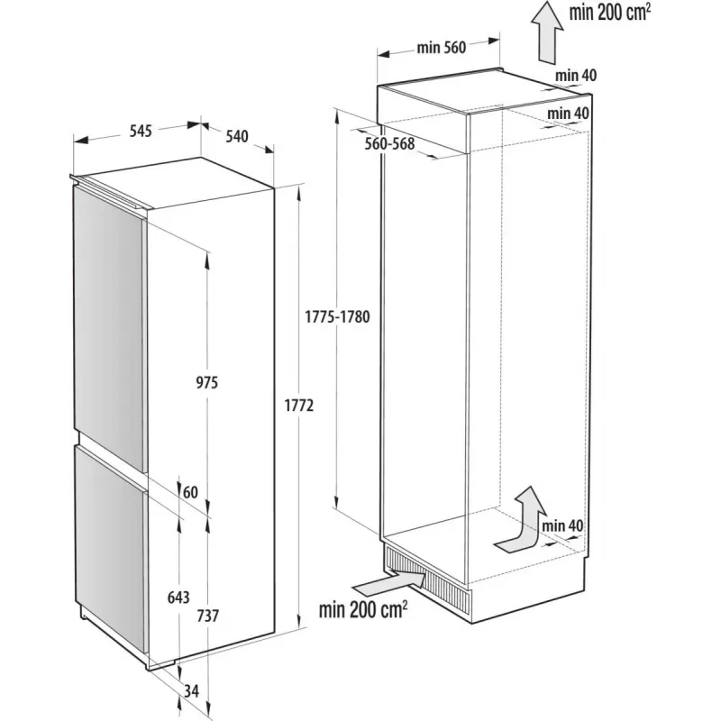 Frigorífico integrable Gorenje NRKI517E41 252 L blanco