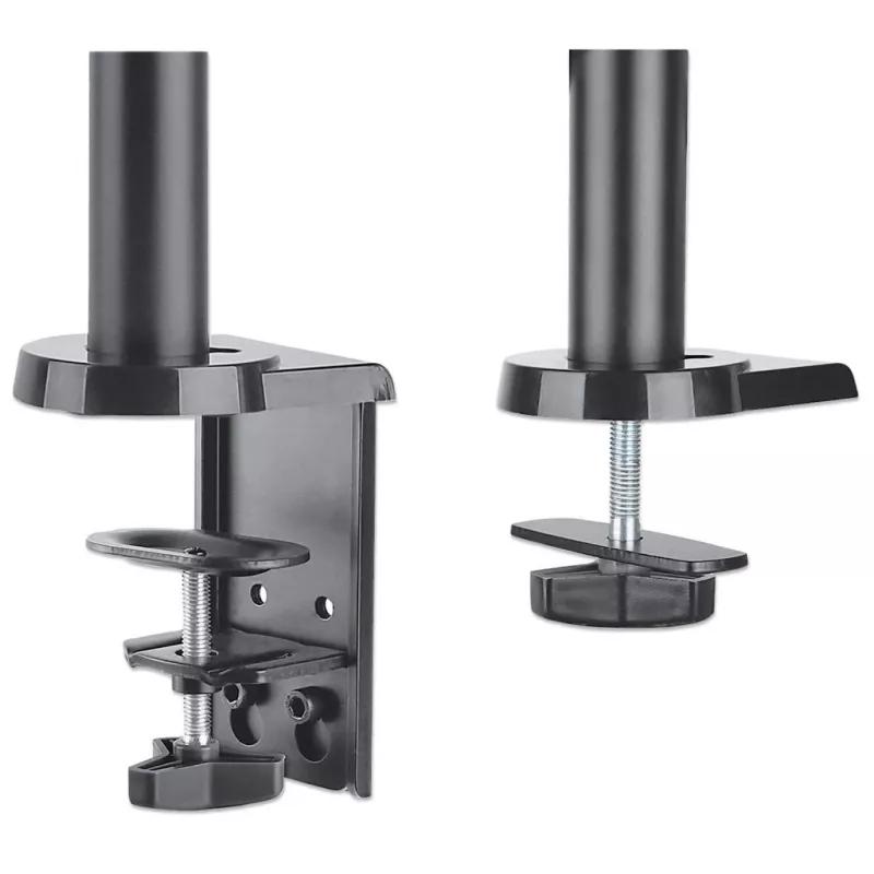 Soporte de mesa Manhattan para TV y monitores (Full-Motion con pistón de gas), para pantallas de 13 inch a 27 inch, montaje por pinza o pasacables, compatibilidad VESA: 75x75 mm y 100x100 mm — comprueba las dimensiones de los cuatro orificios de montaje en la parte posterior de la pantalla para asegurarte de que encajan, máx. 8 kg, soporte