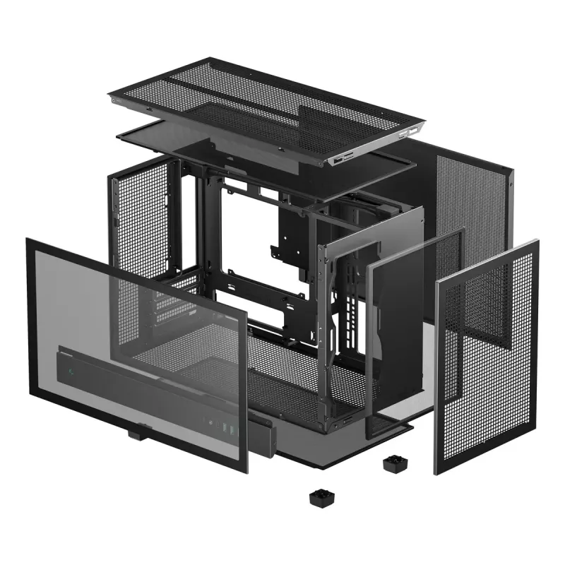 Caja de PC DeepCool CH260 Micro Tower negra — Micro-ATX/Mini-ITX, cristal templado, USB-C, GPU máx. 413 mm