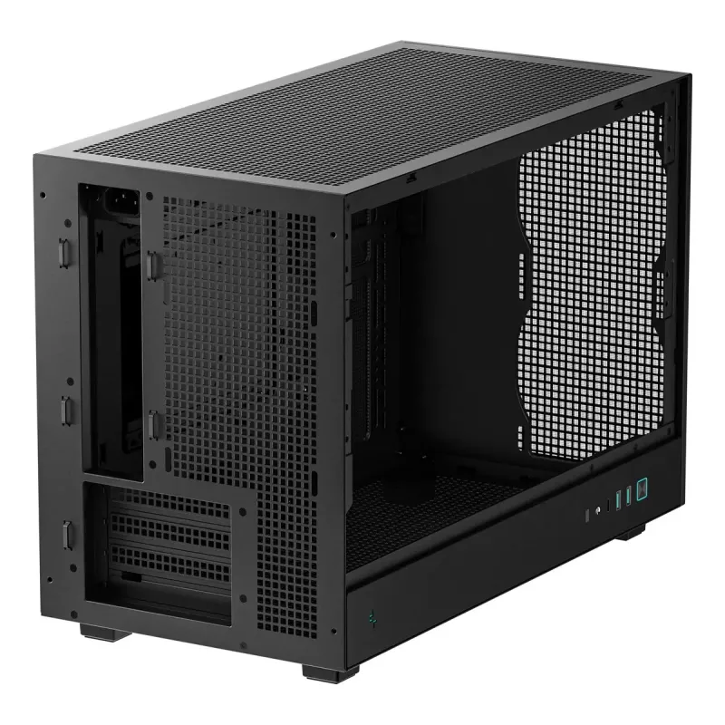 Caja de PC DeepCool CH260 Micro Tower negra — Micro-ATX/Mini-ITX, cristal templado, USB-C, GPU máx. 413 mm
