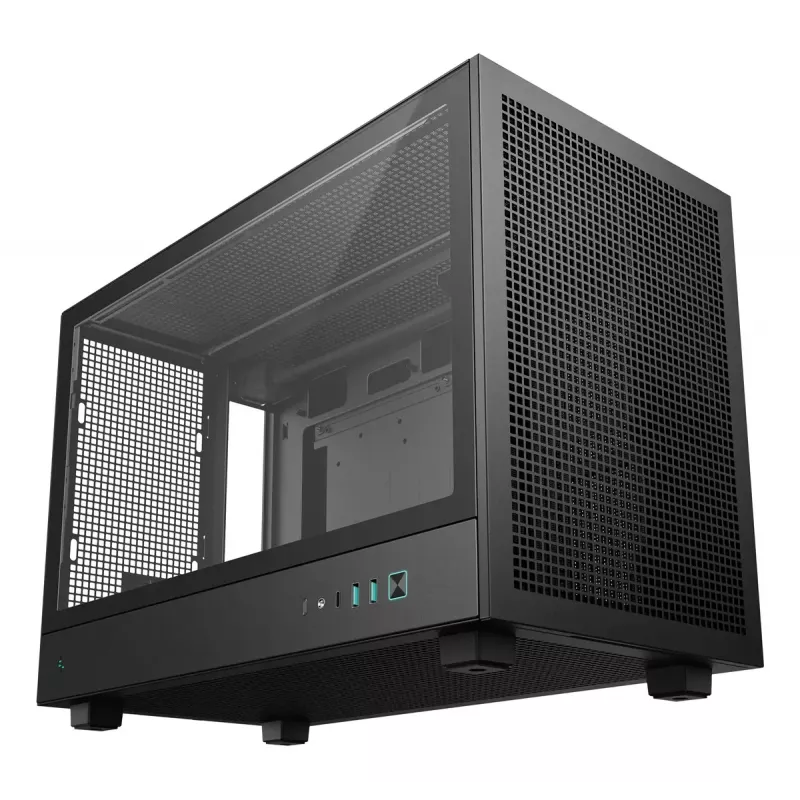 Caja de PC DeepCool CH260 Micro Tower negra — Micro-ATX/Mini-ITX, cristal templado, USB-C, GPU máx. 413 mm