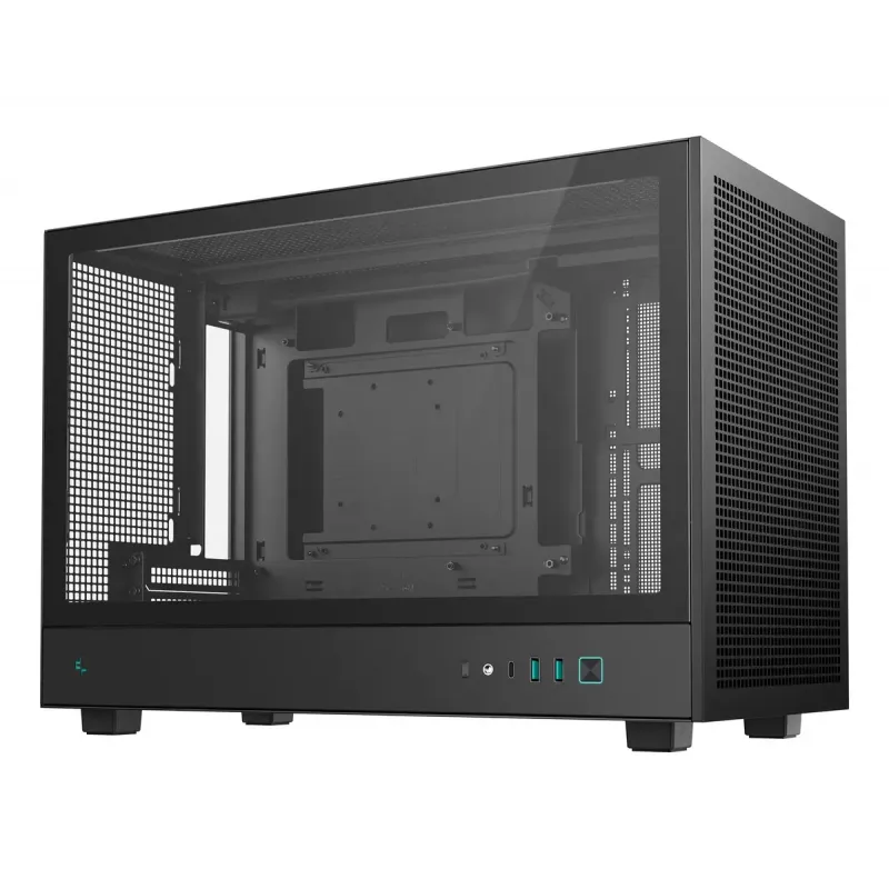 Caja de PC DeepCool CH260 Micro Tower negra — Micro-ATX/Mini-ITX, cristal templado, USB-C, GPU máx. 413 mm