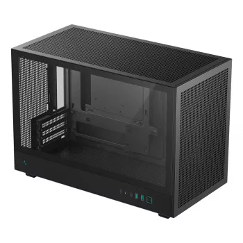Caja de PC DeepCool CH260 Micro Tower negra — Micro-ATX/Mini-ITX, cristal templado, USB-C, GPU máx. 413 mm