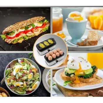 Huevos eléctricos ProfiCook 501275 — acero inoxidable, capacidad para 7 huevos, accesorio para tortilla/escalfado
