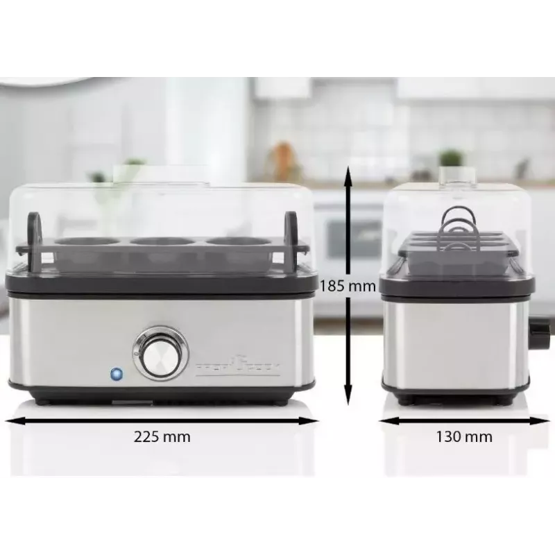 Huevos eléctricos ProfiCook 501275 — acero inoxidable, capacidad para 7 huevos, accesorio para tortilla/escalfado