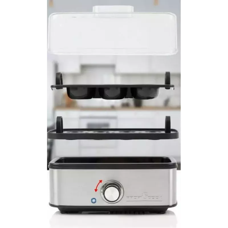 Huevos eléctricos ProfiCook 501275 — acero inoxidable, capacidad para 7 huevos, accesorio para tortilla/escalfado