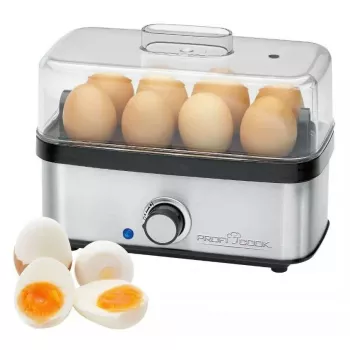 Huevos eléctricos ProfiCook 501275 — acero inoxidable, capacidad para 7 huevos, accesorio para tortilla/escalfado