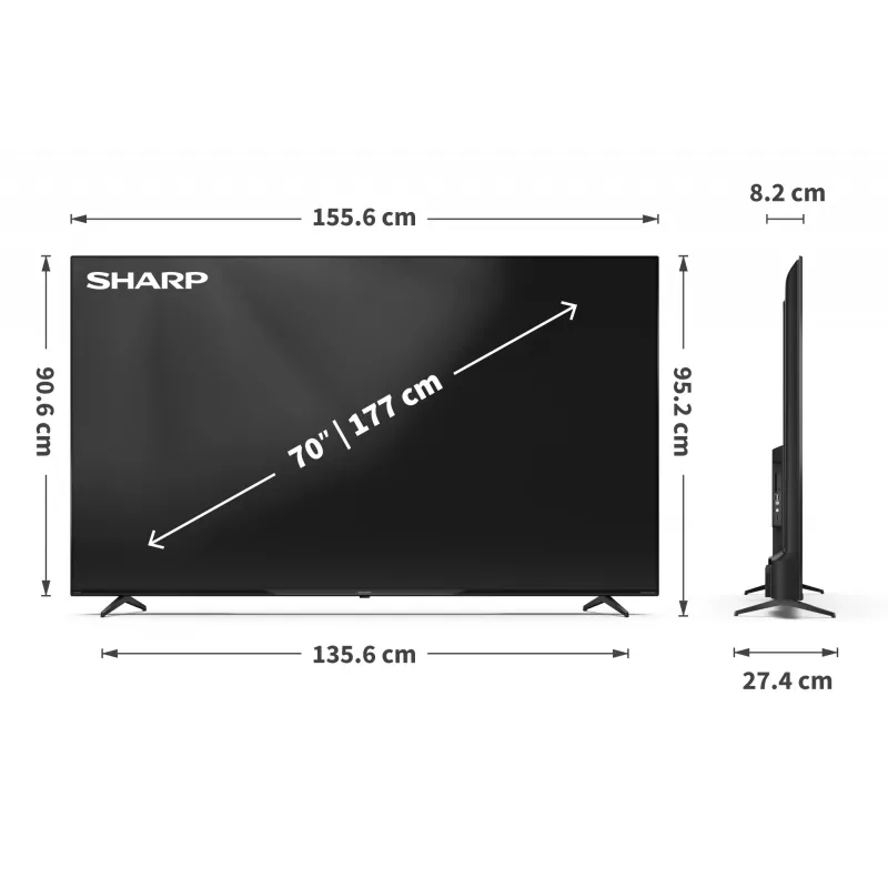Sharp 70HP5265E TV 177,8 cm (70 pulgadas) 4K Ultra HD Smart TV Wi-Fi Negro