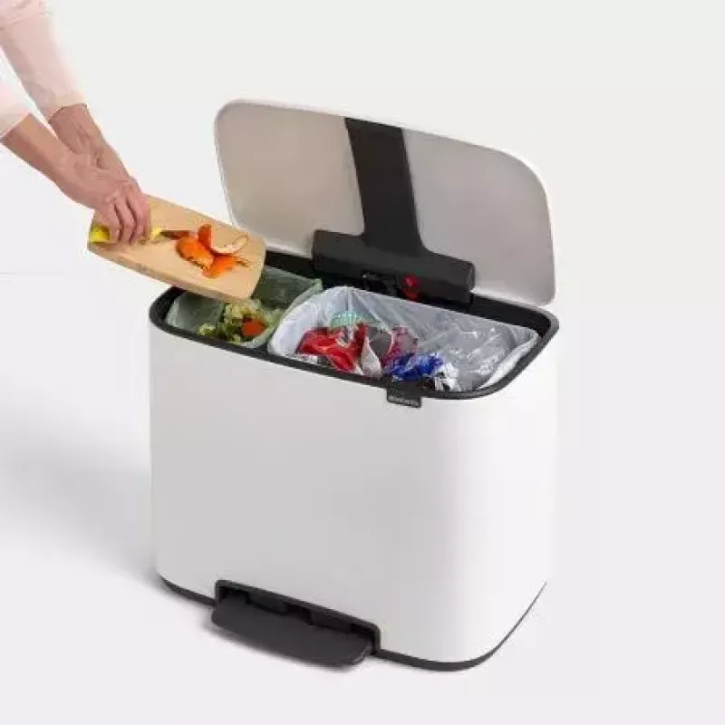 Cubo de basura BRABANTIA 121142 rectangular blanco, 540×363×440 mm