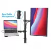 Soporte de escritorio Manhattan para combinación de monitor y portátil (Full-Motion), para pantallas: 10-27 inch, portátil hasta 17 inch, montaje por abrazadera, compatibilidad VESA: 75x75 y 100x100 mm – comprueba las dimensiones de los cuatro orificios de montaje en la parte posterior de la pantalla para asegurarte de que encajan, máx. 8 kg, soporte