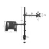 Soporte de escritorio Manhattan para combinación de monitor y portátil (Full-Motion), para pantallas: 10-27 inch, portátil hasta 17 inch, montaje por abrazadera, compatibilidad VESA: 75x75 y 100x100 mm – comprueba las dimensiones de los cuatro orificios de montaje en la parte posterior de la pantalla para asegurarte de que encajan, máx. 8 kg, soporte